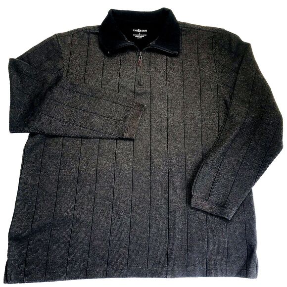 Chereskin Polo Sweater 1/4 Zip Vintage Y2K Green Gray L Mens Sweatshirt +Tee 80s - Picture 2 of 11